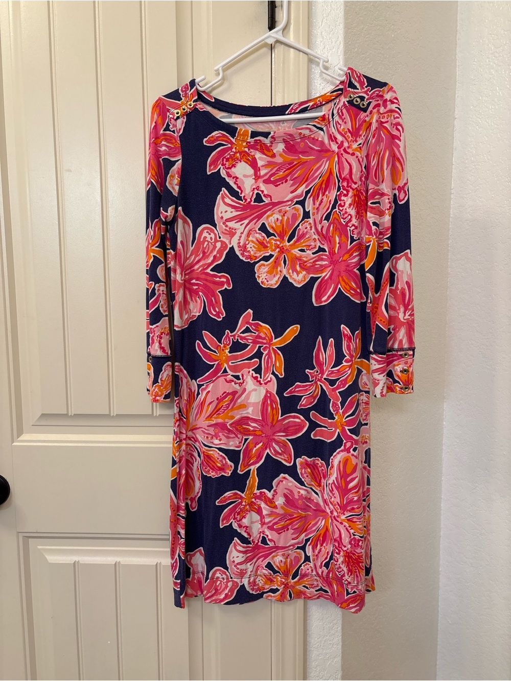Lilly Pulitzer Sophie Dress Bright Navy Via Sunny Floral Shift Dress Small